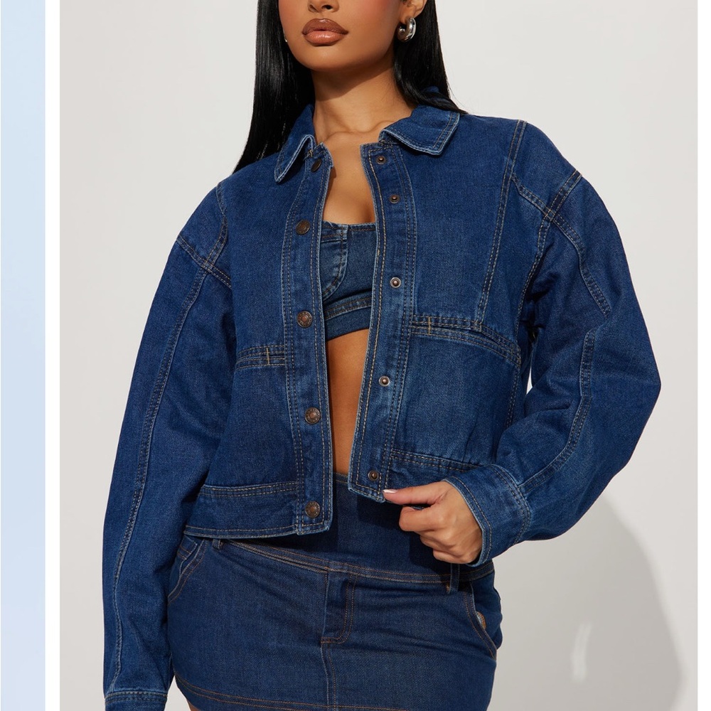 Fashion nova utility Blue Denim Jacket